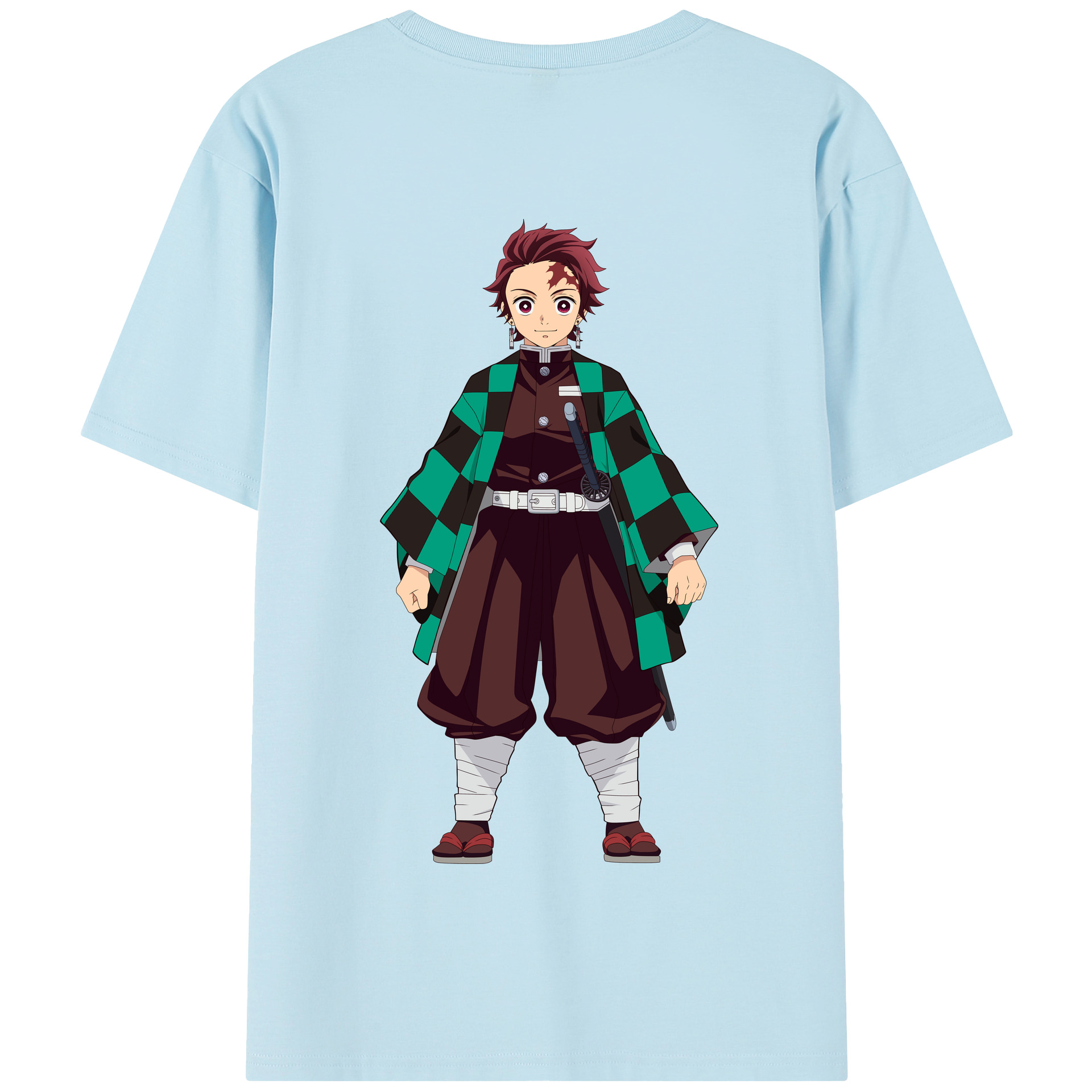 （画像用） 鬼滅の刃 竈門 炭治郎／かまど たんじろう Kamado Tanjirou 綿100％半袖Tシャツ（背面プリント）